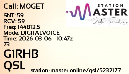 QSL Card for G1RHB QSO with M0GET