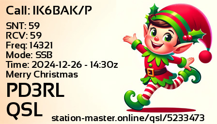 QSL Card for PD3RL QSO with IK6BAK/P