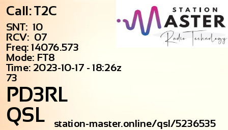QSL Card for PD3RL QSO with T2C
