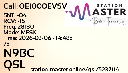 QSL Card for N9BC QSO with OE100OEVSV