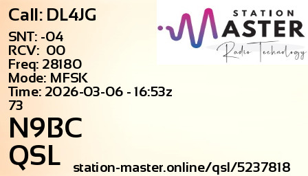 QSL Card for N9BC QSO with DL4JG