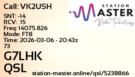 QSL Card for G7LHK QSO with VK2USH