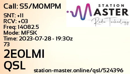 QSL Card for 2E0LMI QSO with S5/M0MPM