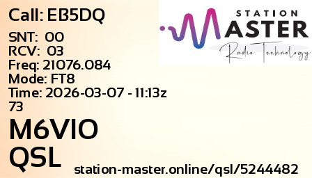 QSL Card for M6VIO QSO with EB5DQ