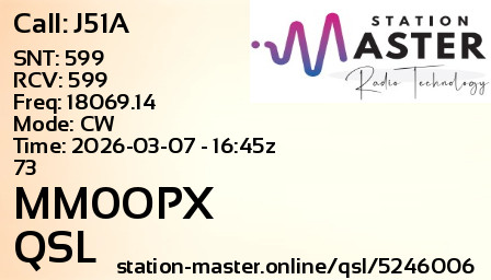 QSL Card for MM0OPX QSO with J51A