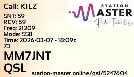 QSL Card for MM7JNT QSO with K1LZ