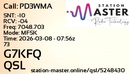 QSL Card for G7KFQ QSO with PD3WMA