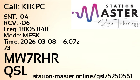 QSL Card for MW7RHR QSO with K1KPC