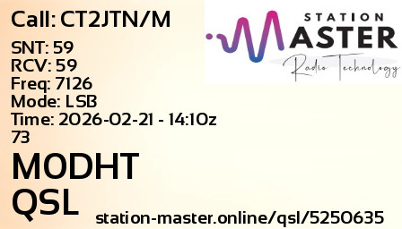QSL Card for M0DHT QSO with CT2JTN/M