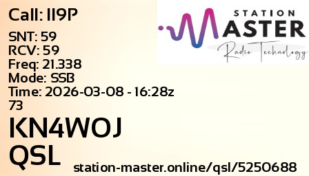 QSL Card for KN4WOJ QSO with II9P