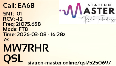 QSL Card for MW7RHR QSO with EA6B
