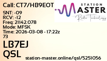 QSL Card for LB7EJ QSO with CT7/HB9EOT