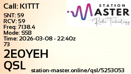 QSL Card for 2E0YEH QSO with K1TTT