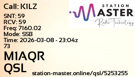 QSL Card for M1AQR QSO with K1LZ