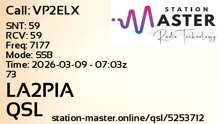 QSL Card for LA2PIA QSO with VP2ELX