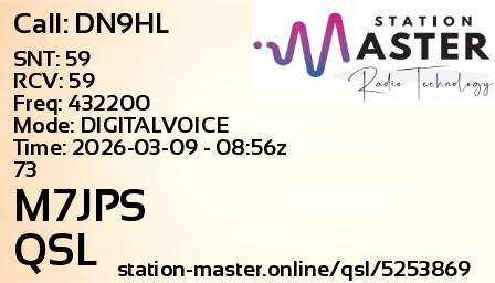 QSL Card for M7JPS QSO with DN9HL