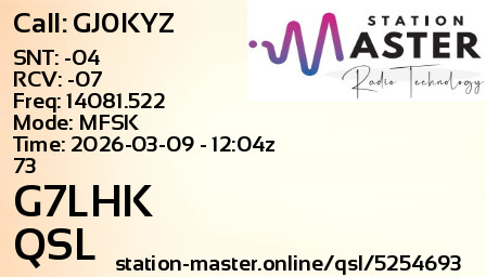 QSL Card for G7LHK QSO with GJ0KYZ