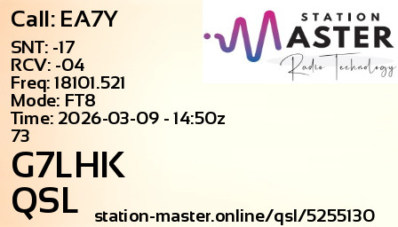 QSL Card for G7LHK QSO with EA7Y