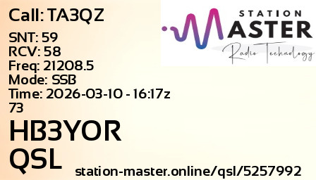 QSL Card for HB3YOR QSO with TA3QZ