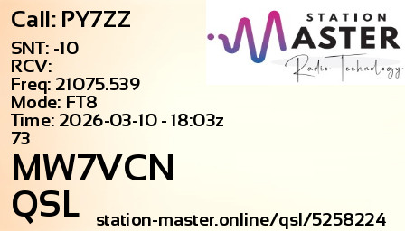 QSL Card for MW7VCN QSO with PY7ZZ