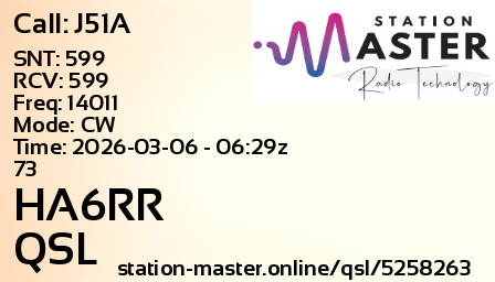 QSL Card for HA6RR QSO with J51A