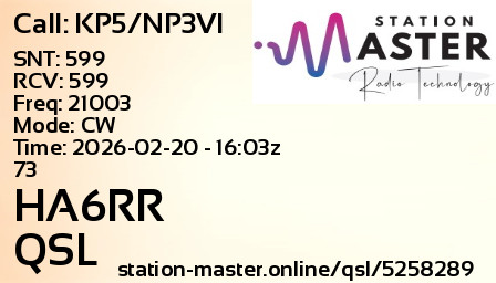 QSL Card for HA6RR QSO with KP5/NP3VI