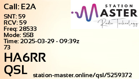QSL Card for HA6RR QSO with E2A