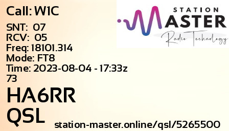 QSL Card for HA6RR QSO with W1C