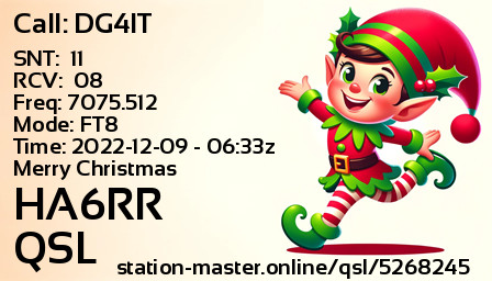 QSL Card for HA6RR QSO with DG4IT