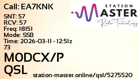 QSL Card for M0DCX/P QSO with EA7KNK