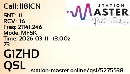 QSL Card for G1ZHD QSO with II8ICN