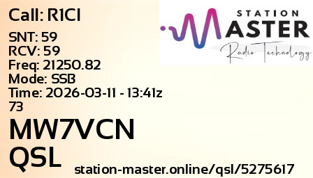 QSL Card for MW7VCN QSO with R1CI