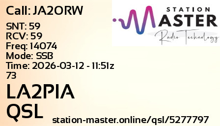 QSL Card for LA2PIA QSO with JA2ORW