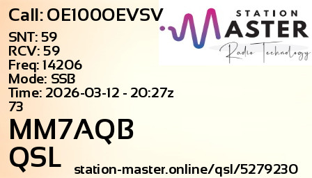 QSL Card for MM7AQB QSO with OE100OEVSV