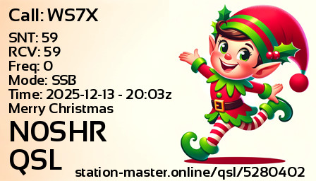 QSL Card for N0SHR QSO with WS7X
