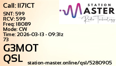 QSL Card for G3MOT QSO with II7ICT