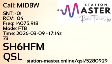 QSL Card for SH6HFM QSO with M1DBW
