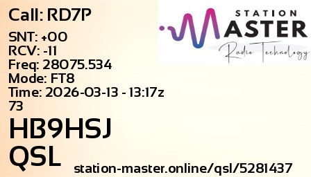 QSL Card for HB9HSJ QSO with RD7P