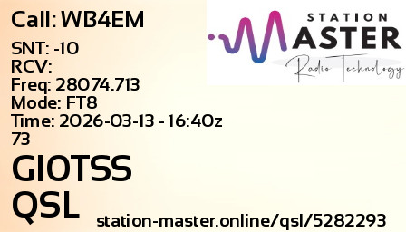 QSL Card for GI0TSS QSO with WB4EM