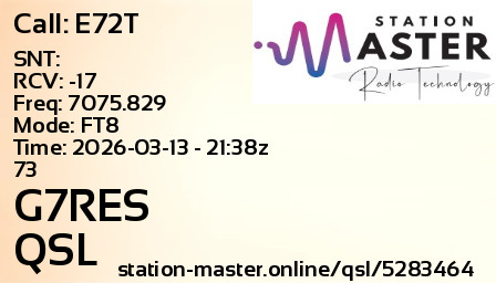 QSL Card for G7RES QSO with E72T