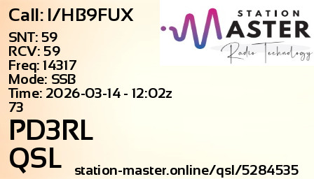 QSL Card for PD3RL QSO with I/HB9FUX