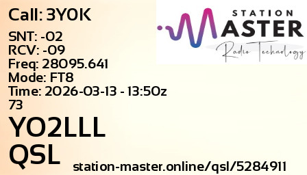 QSL Card for YO2LLL QSO with 3Y0K
