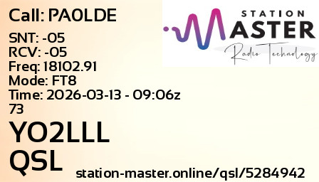 QSL Card for YO2LLL QSO with PA0LDE