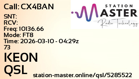 QSL Card for KE0N QSO with CX4BAN