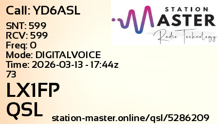 QSL Card for LX1FP QSO with YD6ASL