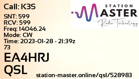 QSL Card for EA4HRJ QSO with K3S