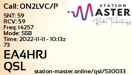 QSL Card for EA4HRJ QSO with ON2LVC/P
