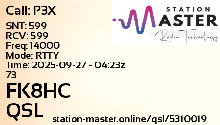 QSL Card for FK8HC QSO with P3X