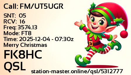 QSL Card for FK8HC QSO with FM/UT5UGR