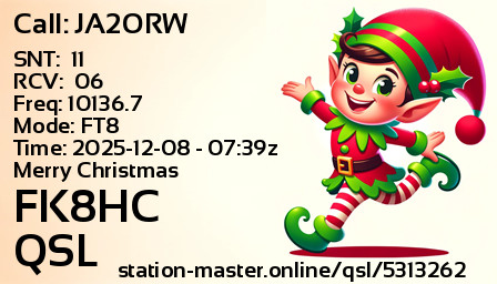 QSL Card for FK8HC QSO with JA2ORW